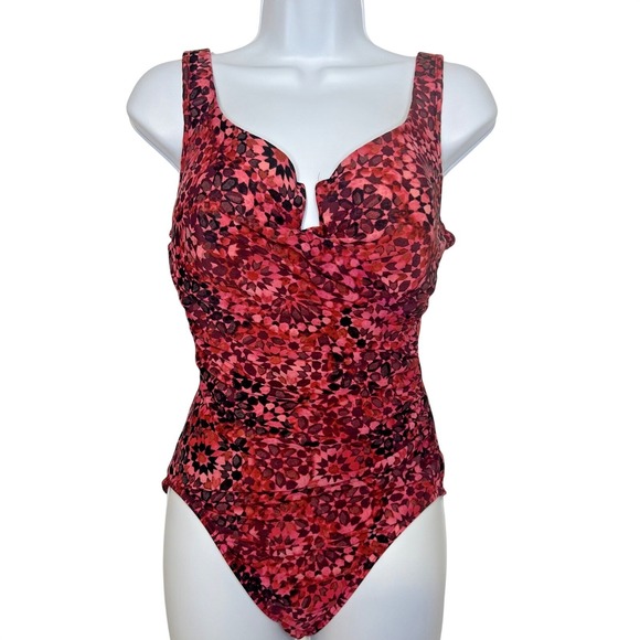 Miraclesuit Other - Miraclesuit One Piece Swimsuit Red Black Underwire Ruching Size 12 14* Flaw